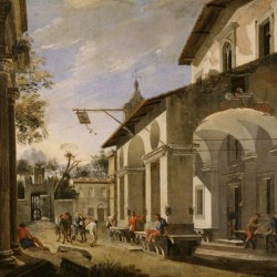 Courtyard of an Inn with Classical Ruins